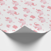 Lichtroze Olifanten en Roze Bloemen Gift Wrap Cadeaupapier (Hoek)