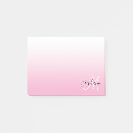 Lichtroze Ombre Elegant monogram Post-it® Notes (Voorkant)