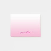 Lichtroze Ombre Elegant Script Handtekening Naam Post-it® Notes (Voorkant)