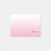 Lichtroze Ombre Elegante Monogram Post-it® Notes (Voorkant)