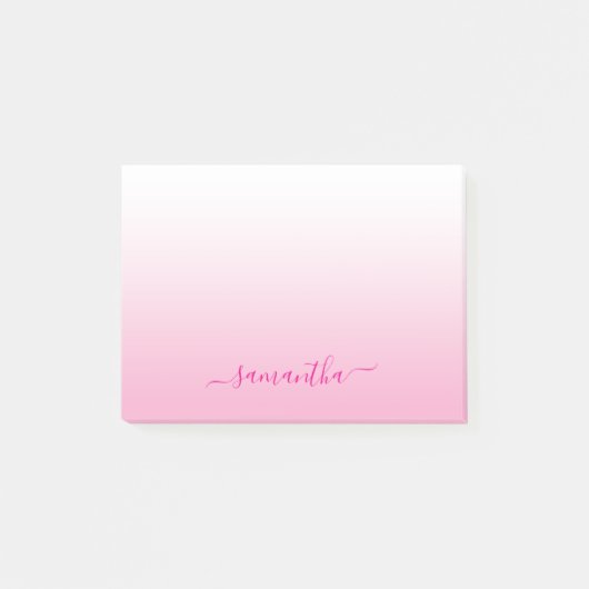 Lichtroze Ombre Elegante Script Handtekening Naam Post-it® Notes (Voorkant)
