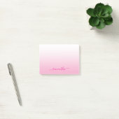 Lichtroze Ombre Elegante Script Handtekening Naam Post-it® Notes (Kantoor)