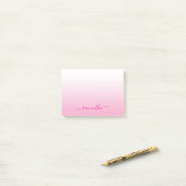 Lichtroze Ombre Elegante Script Handtekening Naam Post-it® Notes (Op bureau)