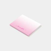 Lichtroze Ombre Elegante Script Handtekening Naam Post-it® Notes (Schuin)