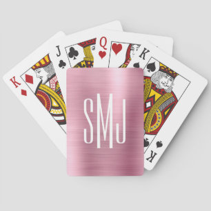 Lichtroze Ombre Folie Drieletter Monogram Pokerkaarten
