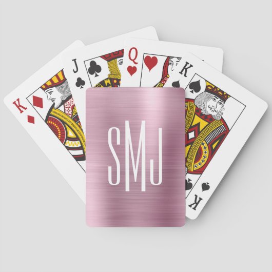 Lichtroze Ombre Folie Drieletter Monogram Pokerkaarten (Achterkant)