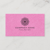 lichtroze omhulling linen met zwarte mandala visitekaartje (Voorkant)
