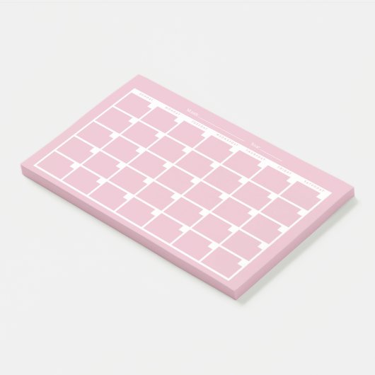 Lichtroze ongedateerde kalender post-it® notes (Schuin)