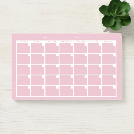 Lichtroze ongedateerde kalender post-it® notes (Kantoor)