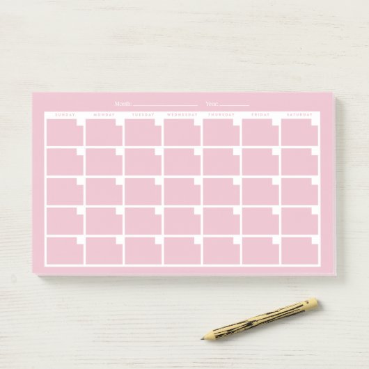 Lichtroze ongedateerde kalender post-it® notes (Op bureau)
