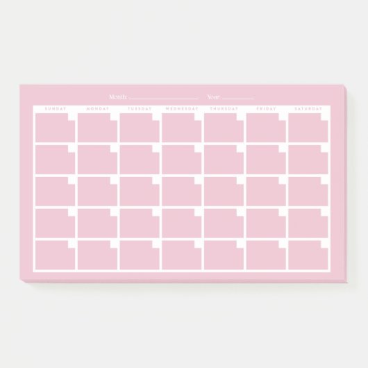Lichtroze ongedateerde kalender post-it® notes (Voorkant)