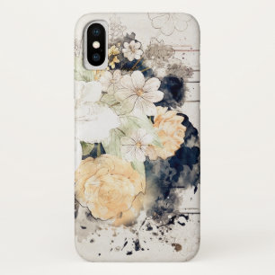 Lichtroze oranje florale blauwe waterverf splash Case-Mate iPhone case