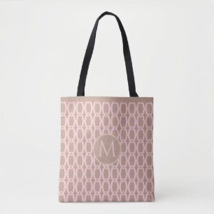 Lichtroze ovaal patroon & beige tote bag