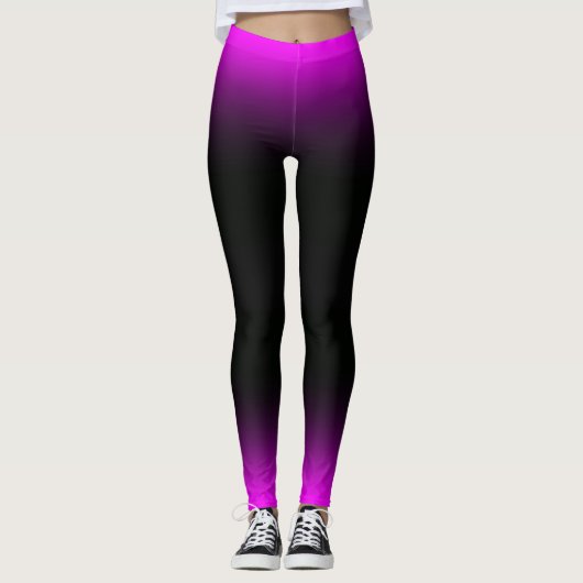 Lichtroze Paars en zwarte ombre Leggings (Voorkant)