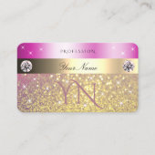 Lichtroze Paars goudlitter met Initialen Visitekaartje (Voorkant)