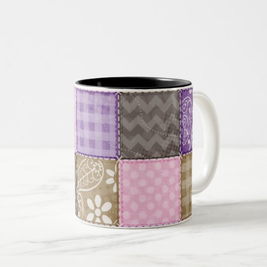 Lichtroze, Paarse & gekantelde blik Tweekleurige Koffiemok (Voorkant rechts)