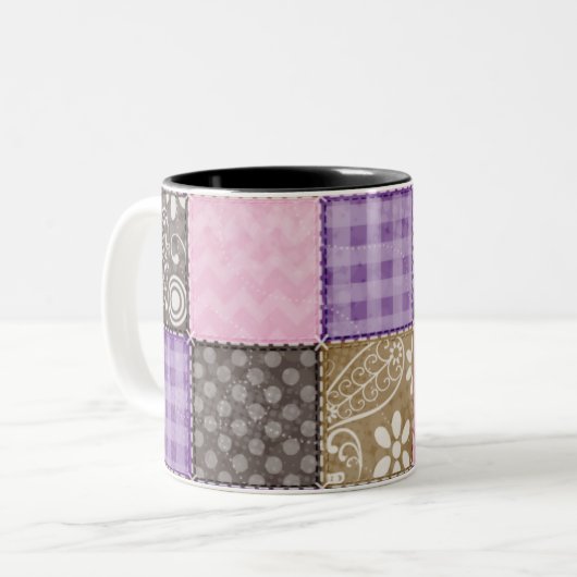 Lichtroze, Paarse & gekantelde blik Tweekleurige Koffiemok (Voorkant links)