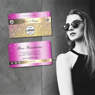 Lichtroze Paarse goudglitter met Logo moderne Visitekaartje