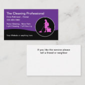 Lichtroze Paarse moderne huis schoonmaakster Visitekaartje (Voorkant / Achterkant)