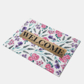 Lichtroze Paarse salie bloem Waterverf monogram Deurmat (Schuin)