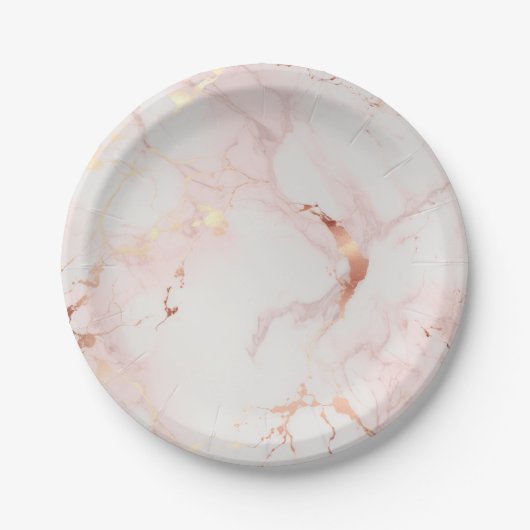 Lichtroze papieren schaal bordje (Voorkant)