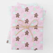 Lichtroze peperkoek Heren Sneeuwvlokken Inpakpapier Vel (In situ)