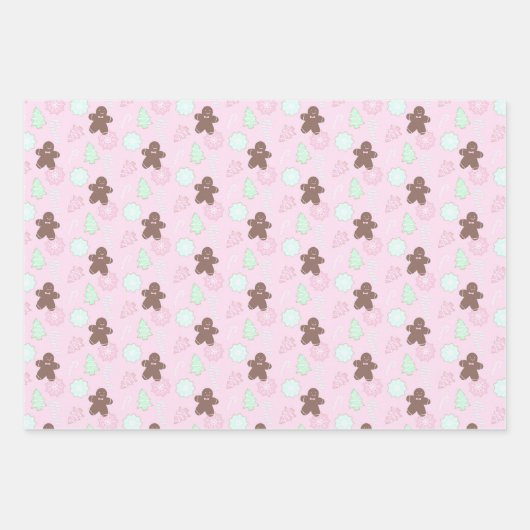 Lichtroze peperkoek Heren Sneeuwvlokken Inpakpapier Vel (Voorkant)