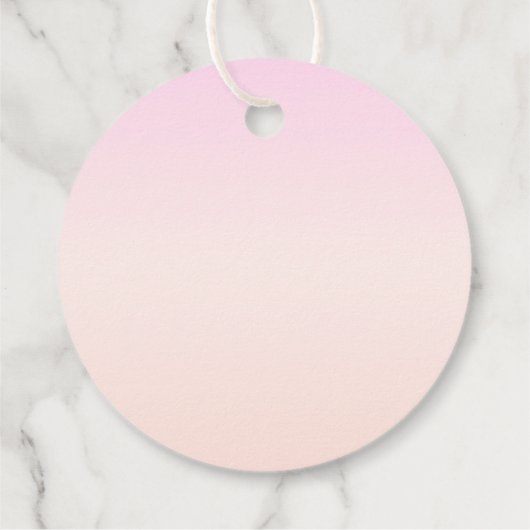 Lichtroze & perzikgradiënt Ombre Naam & Monogram Bedankjes Labels (Achterkant)