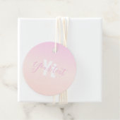 Lichtroze & perzikgradiënt Ombre Naam & Monogram Bedankjes Labels (In situ)