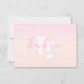 Lichtroze & perzikgradiënt Ombre Naam & Monogram Bedankkaart (Voorkant)