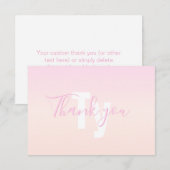 Lichtroze & perzikgradiënt Ombre Naam & Monogram Bedankkaart (Voorkant / Achterkant)