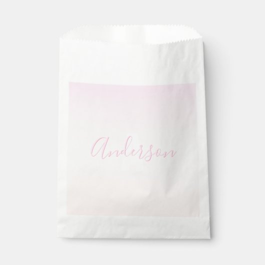 Lichtroze & perzikgradiënt Ombre Naam & Monogram Bedankzakje (Voorkant)