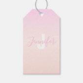 Lichtroze & perzikgradiënt Ombre Naam & Monogram Cadeaulabel (Voorkant)