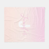 Lichtroze & perzikgradiënt Ombre Naam & Monogram Fleece Deken (Voorkant (Horizontaal))