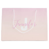 Lichtroze & perzikgradiënt Ombre Naam & Monogram Groot Cadeauzakje (Voorkant)