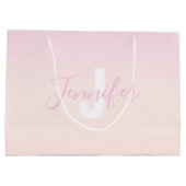 Lichtroze & perzikgradiënt Ombre Naam & Monogram Groot Cadeauzakje (Achterkant)