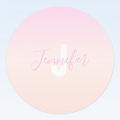 Lichtroze & perzikgradiënt Ombre Naam & Monogram Labels