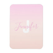 Lichtroze & perzikgradiënt Ombre Naam & Monogram Magneet (Verticaal)