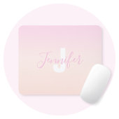 Lichtroze & perzikgradiënt Ombre Naam & Monogram Muismat