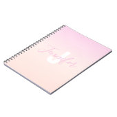 Lichtroze & perzikgradiënt Ombre Naam & Monogram Notitieboek (Linkerzijde)