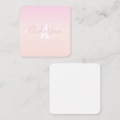 Lichtroze & perzikgradiënt Ombre Naam & Monogram Notitiekaartje (Voorkant / Achterkant)