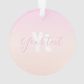 Lichtroze & perzikgradiënt Ombre Naam & Monogram Ornament (achterkant)