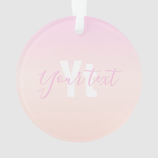 Lichtroze & perzikgradiënt Ombre Naam & Monogram Ornament (achterkant)
