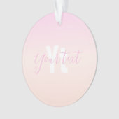 Lichtroze & perzikgradiënt Ombre Naam & Monogram Ornament (voorkant)