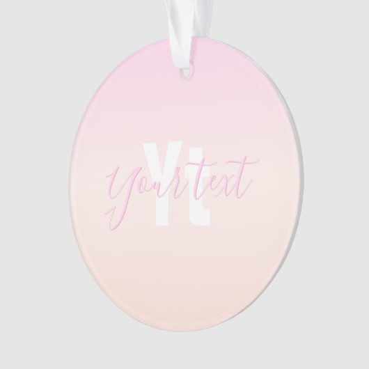 Lichtroze & perzikgradiënt Ombre Naam & Monogram Ornament (voorkant)