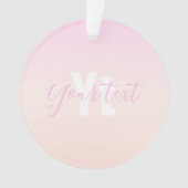 Lichtroze & perzikgradiënt Ombre Naam & Monogram Ornament (voorkant)