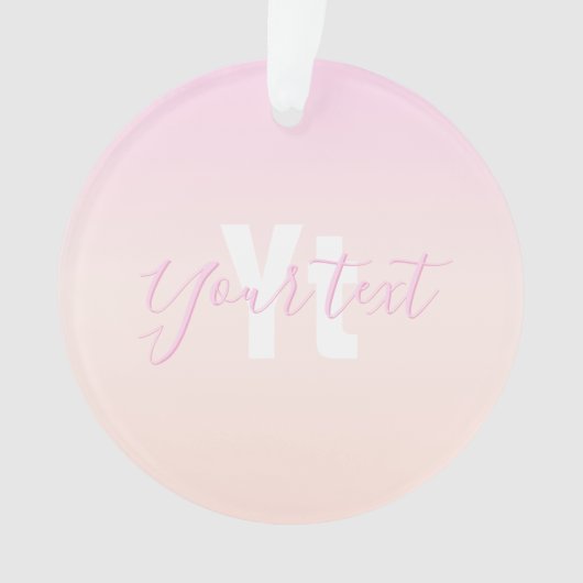 Lichtroze & perzikgradiënt Ombre Naam & Monogram Ornament (voorkant)