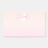 Lichtroze & perzikgradiënt Ombre Naam & Monogram Post-it® Notes (Voorkant)