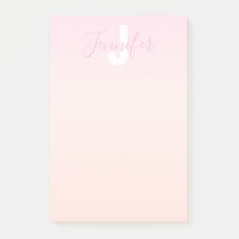 Lichtroze & perzikgradiënt Ombre Naam & Monogram Post-it® Notes