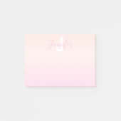 Lichtroze & perzikgradiënt Ombre Naam & Monogram Post-it® Notes (Voorkant)